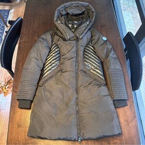 Noize Cruelty Free Vegan Quilted Panel Hooded Winter Coat Double Zipper Black S